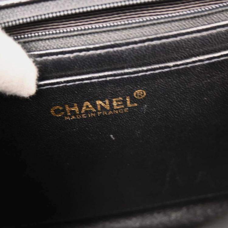 Pre Owned Chanel Black Calfskin Top Handle Handbag