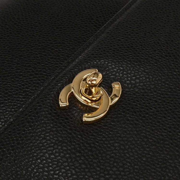 Pre Owned Chanel Black Calfskin Top Handle Handbag
