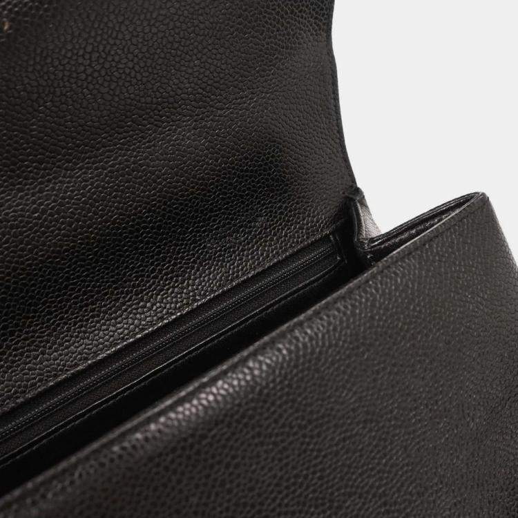 Pre Owned Chanel Black Calfskin Top Handle Handbag