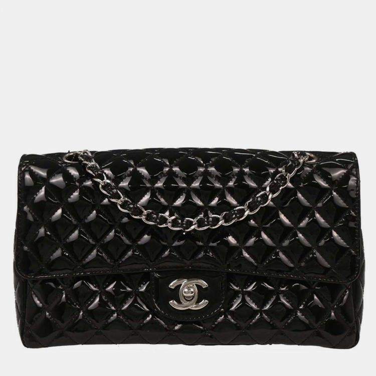 Pre Owned Chanel Black Patent Leather Shoulder Bag