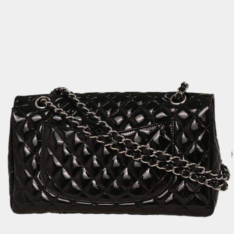 Pre Owned Chanel Black Patent Leather Shoulder Bag