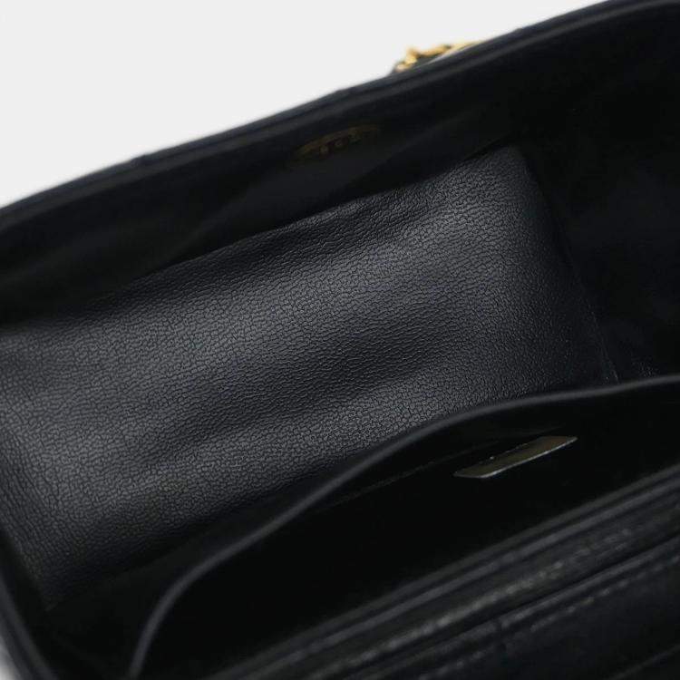 Pre Owned Chanel Black Lambskin Vanity Shoulder Bag