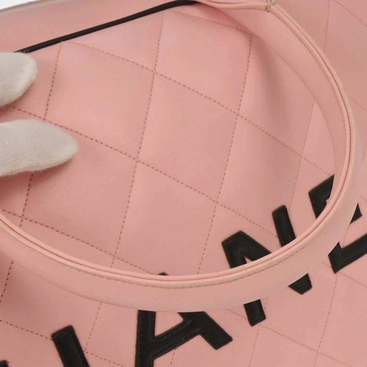 Pre Owned Chanel Pink Calfskin Bowling Bag