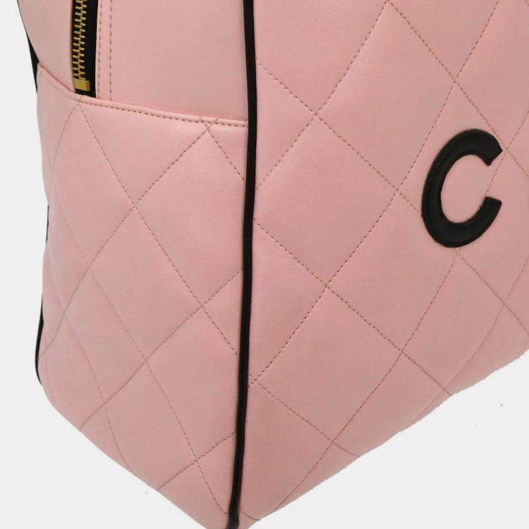Pre Owned Chanel Pink Calfskin Bowling Bag