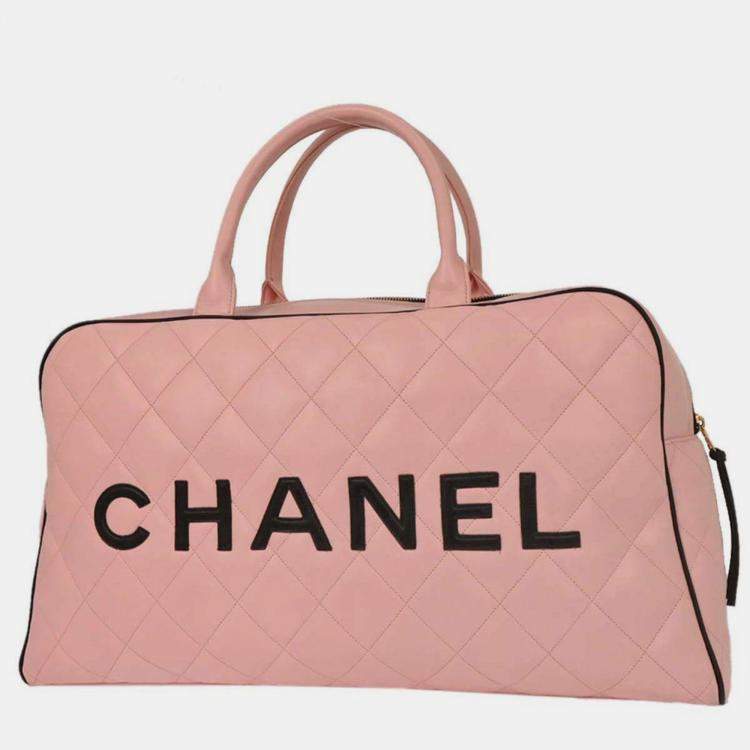 Pre Owned Chanel Pink Calfskin Bowling Bag