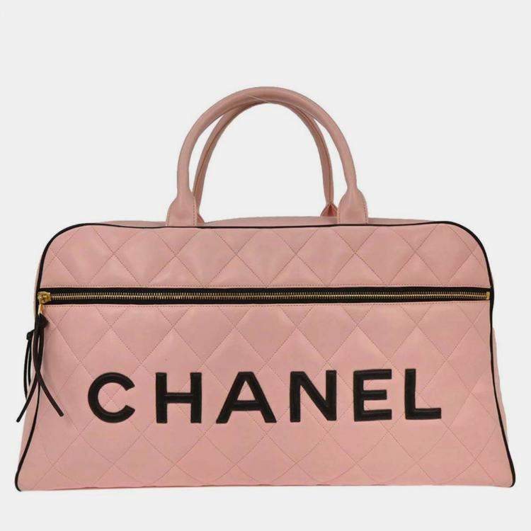 Pre Owned Chanel Pink Calfskin Bowling Bag