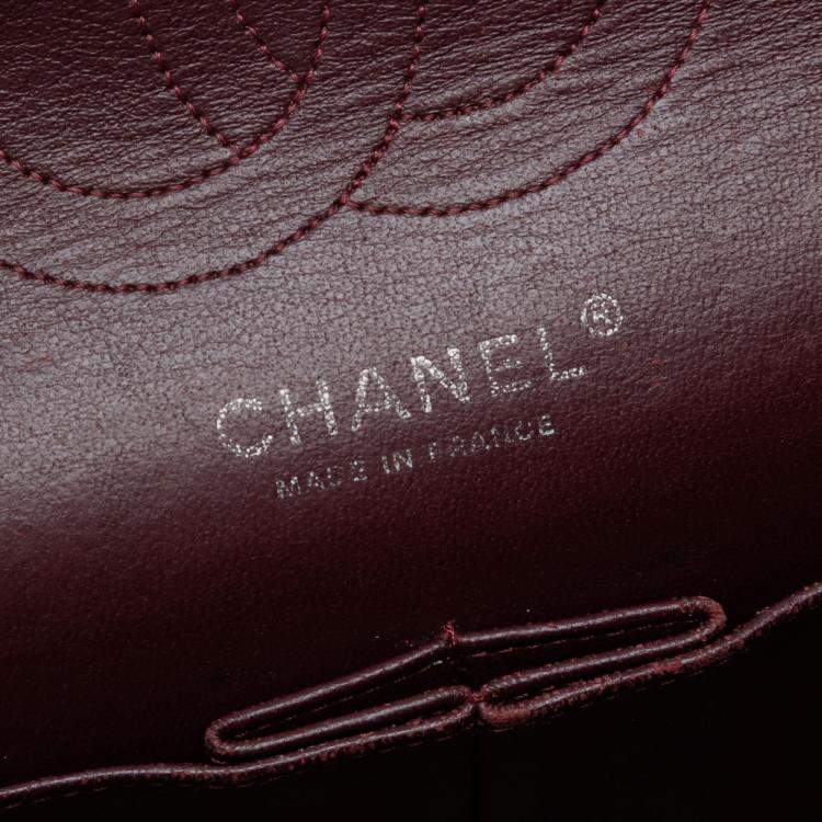 Pre Owned Chanel Blue Medium Classic Crinkled Patent Double Flap