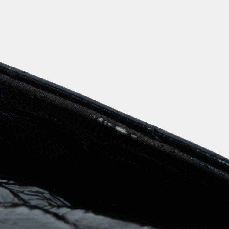 Pre Owned Chanel Blue Medium Classic Crinkled Patent Double Flap