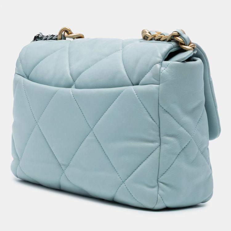Pre Owned Chanel Blue Large Lambskin 19 Flap