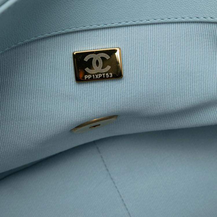 Pre Owned Chanel Blue Large Lambskin 19 Flap