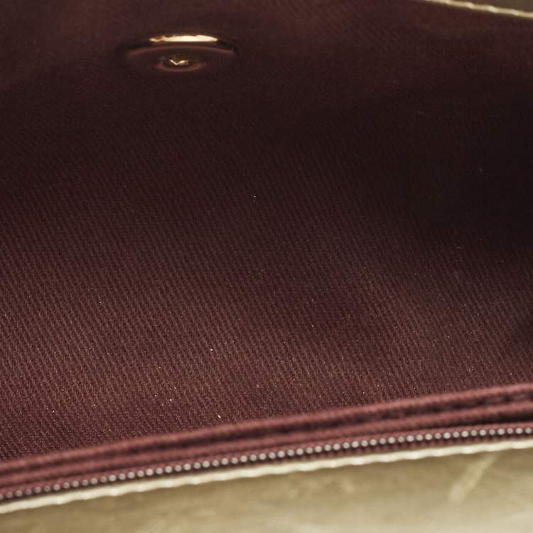 Pre Owned Chanel Coco Handle Mini Gold Quilted Aged Leather Top Handle Bag