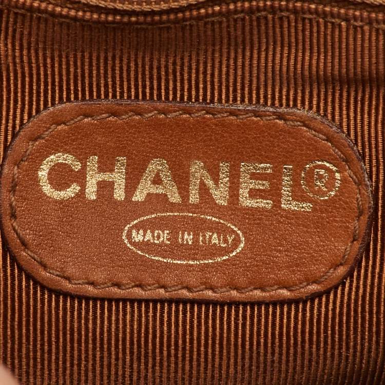 Pre Owned Chanel CC Drawstring Vintage Brown Caviar Leather Backpack