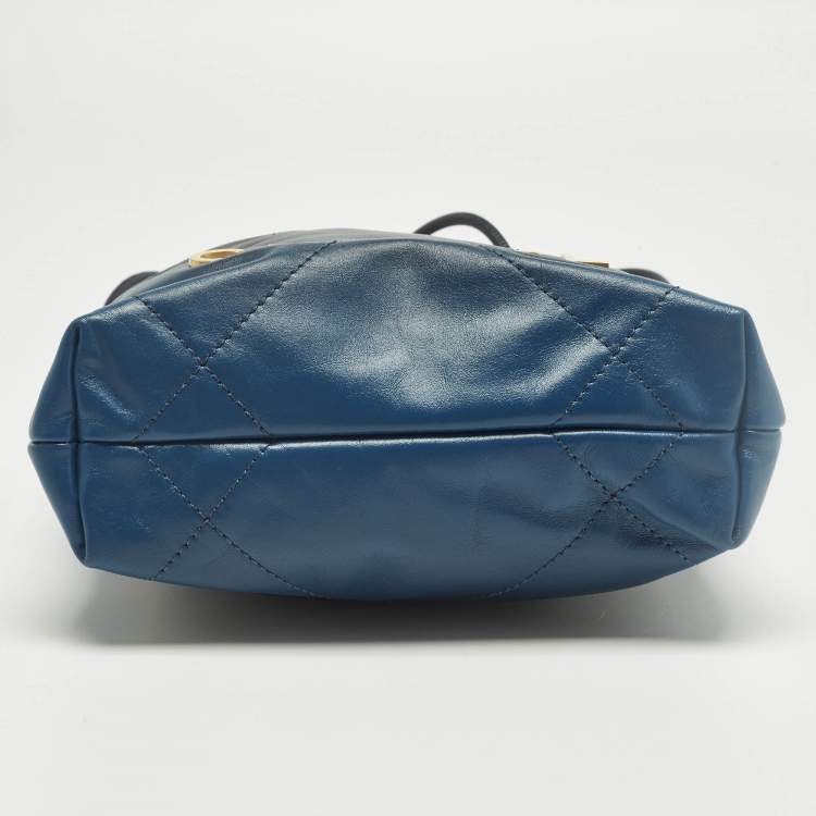 Pre Owned Chanel 22 Mini Ombre Blue Quilted Leather Chain Bag