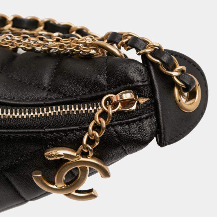 Pre Owned Chanel Black Quilted Lambskin All About Chains Hobo