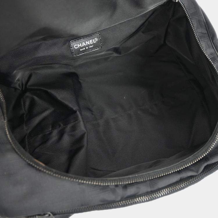 Pre Owned Chanel Black Jacquard Nylon Travel Line Vanity Handbag