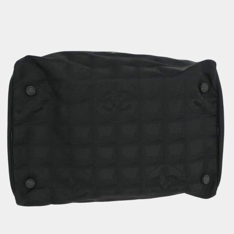 Pre Owned Chanel Black Jacquard Nylon Travel Line Vanity Handbag