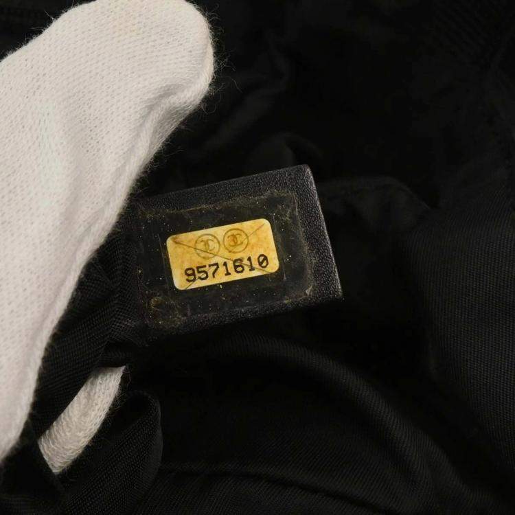 Pre Owned Chanel Black Jacquard Nylon Travel Line Tote Handbag