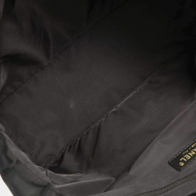 Pre Owned Chanel Black Jacquard Nylon Travel Line Tote Handbag