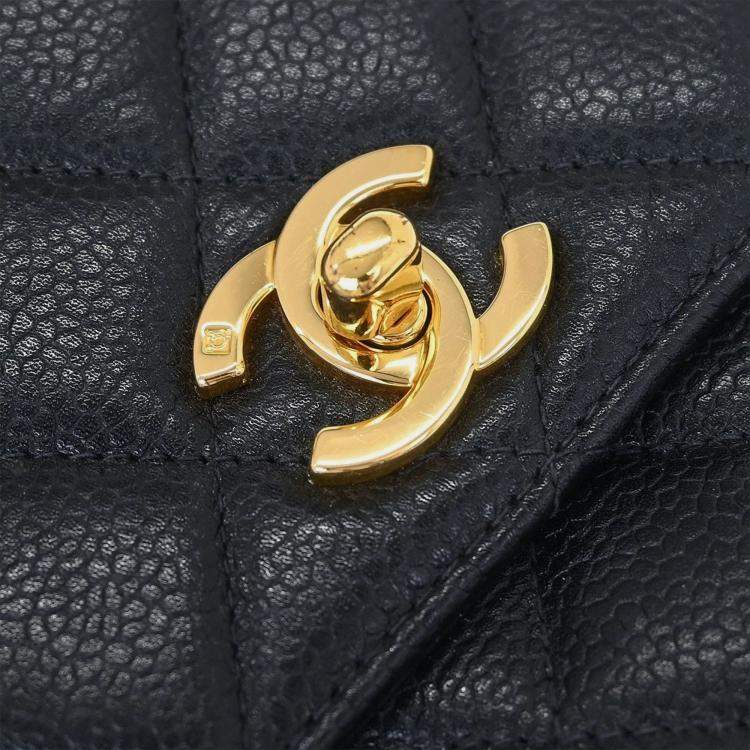 Pre Owned Chanel Black Calfskin Top Handle Handbag