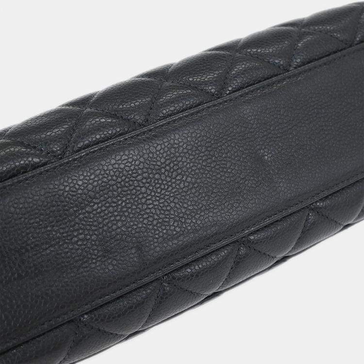 Pre Owned Chanel Black Calfskin Top Handle Handbag