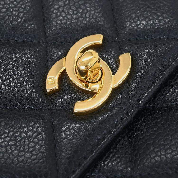 Pre Owned Chanel Black Calfskin Top Handle Handbag