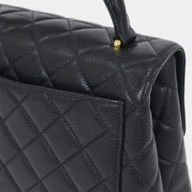 Pre Owned Chanel Black Calfskin Top Handle Handbag