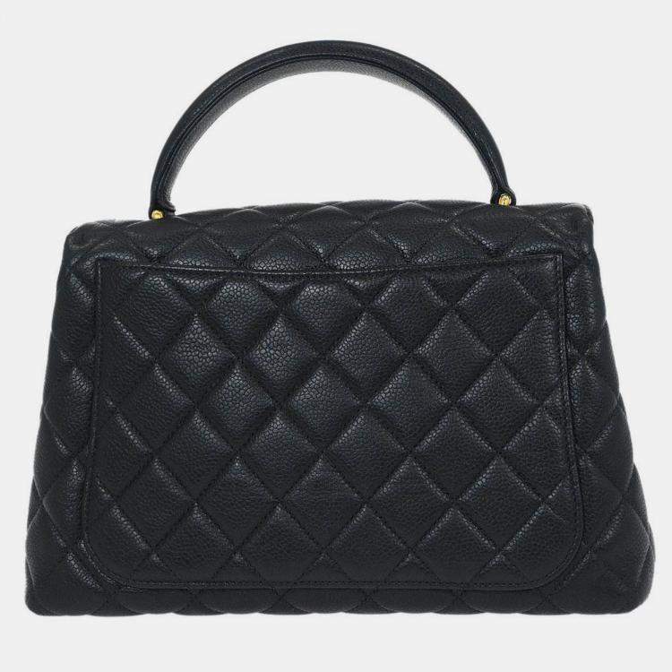 Pre Owned Chanel Black Calfskin Top Handle Handbag