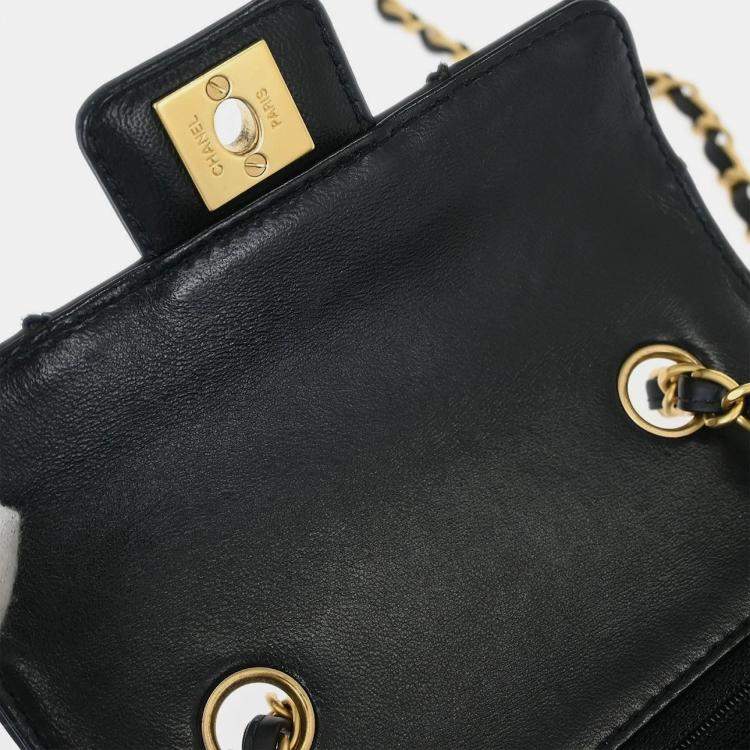 Pre Owned Chanel Black Calfskin Wild Stitch Single Flap Shoulder Bag