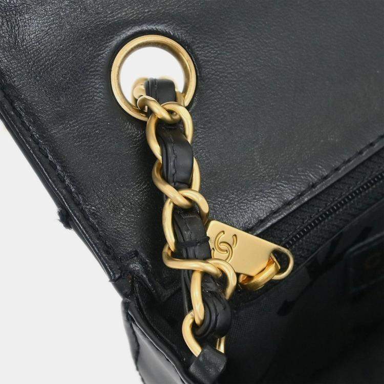 Pre Owned Chanel Black Calfskin Wild Stitch Single Flap Shoulder Bag