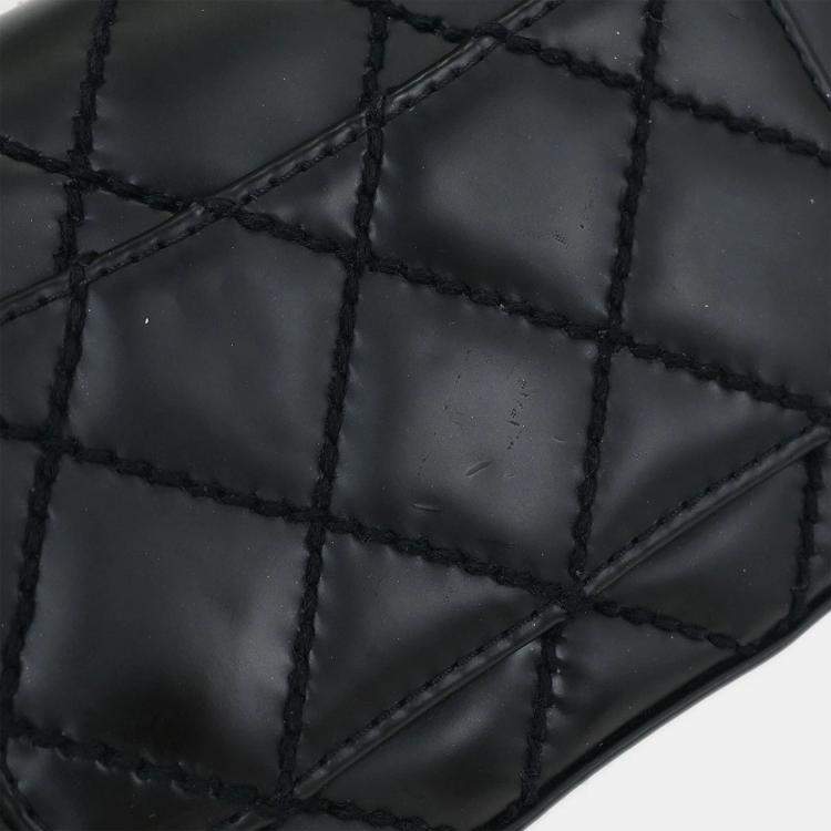 Pre Owned Chanel Black Calfskin Wild Stitch Single Flap Shoulder Bag