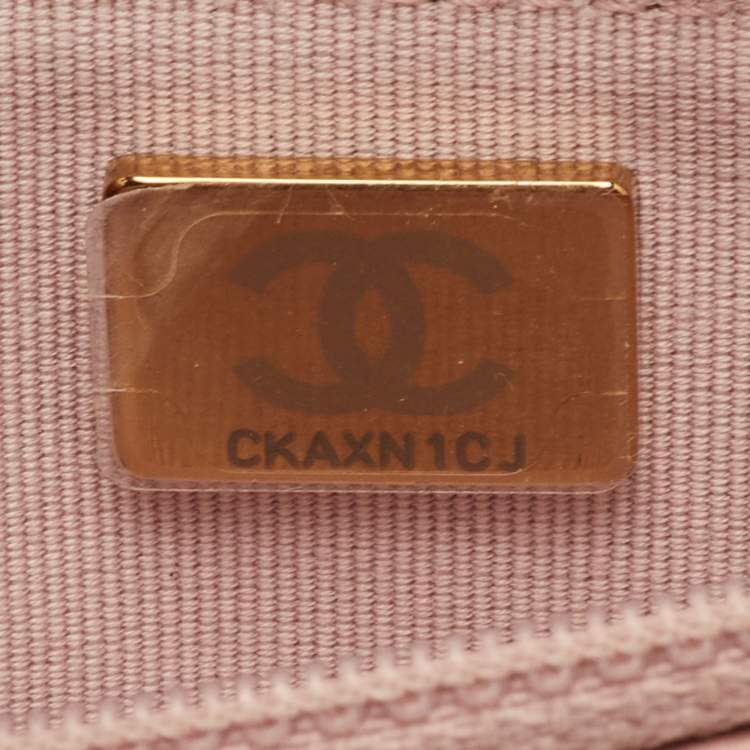 Pre Owned Chanel 19 Flap Pink Quilted Leather Wallet On Chain