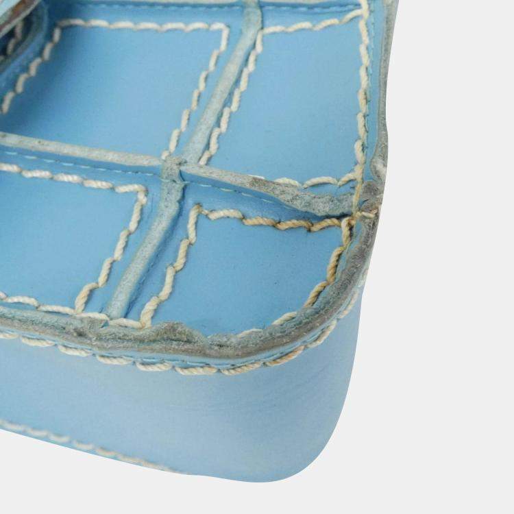 Pre Owned Chanel Blue Leather Shoulder Bag