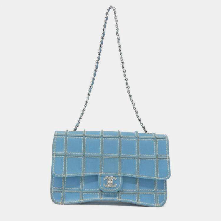 Pre Owned Chanel Blue Leather Shoulder Bag