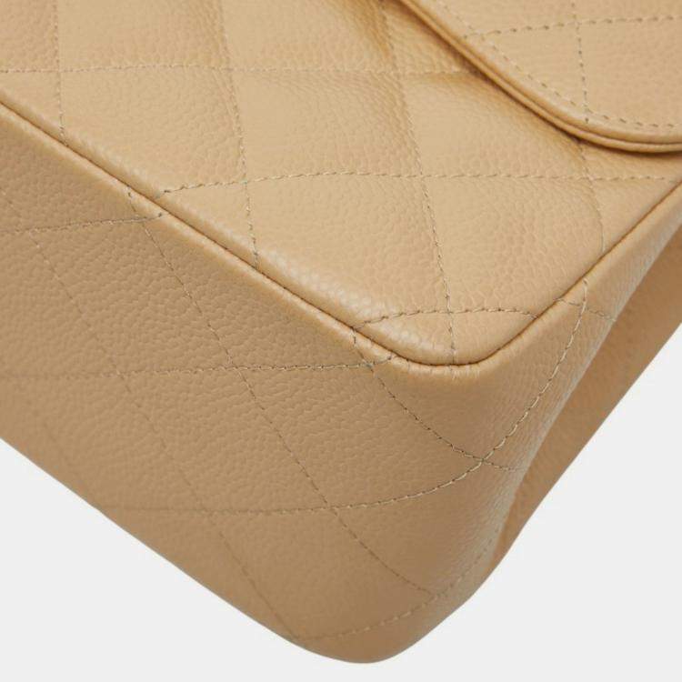 مملوكة مسبقًا Chanel Coco Mark Matelasse 30 Double Flap Chain Shoulder Bag In Beige Caviar Skin