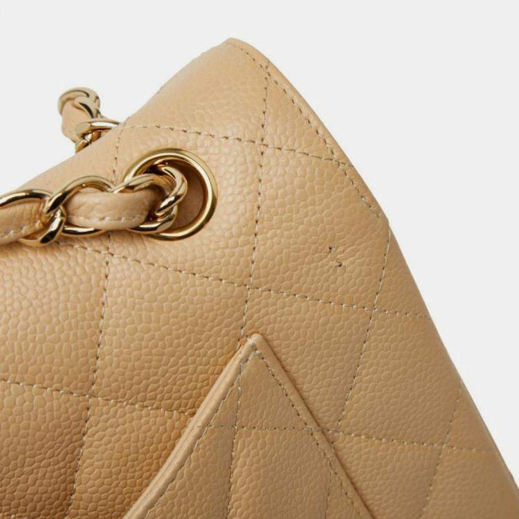 مملوكة مسبقًا Chanel Coco Mark Matelasse 30 Double Flap Chain Shoulder Bag In Beige Caviar Skin