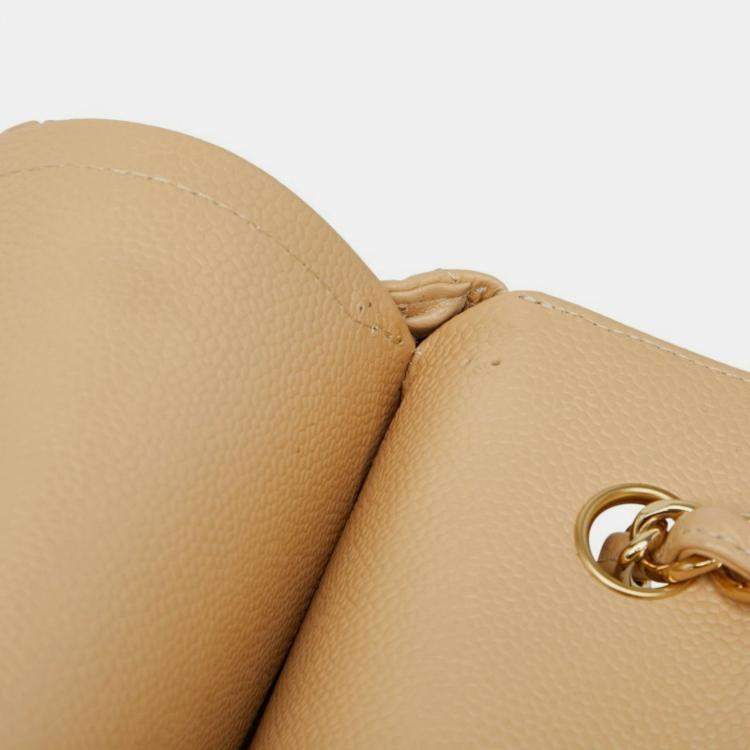 مملوكة مسبقًا Chanel Coco Mark Matelasse 30 Double Flap Chain Shoulder Bag In Beige Caviar Skin