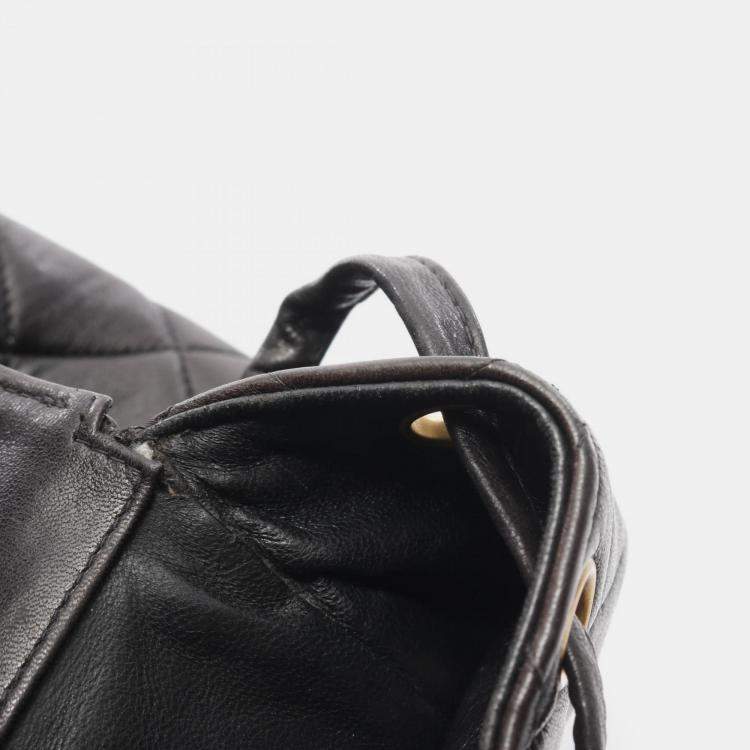 Pre Owned Chanel Matelasse Backpack Bag In Lambskin Leather Black