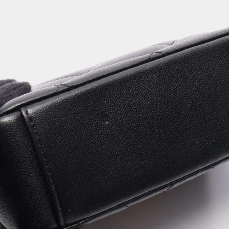 Pre Owned Chanel Matelasse Shoulder Bag Lambskin Leather Black