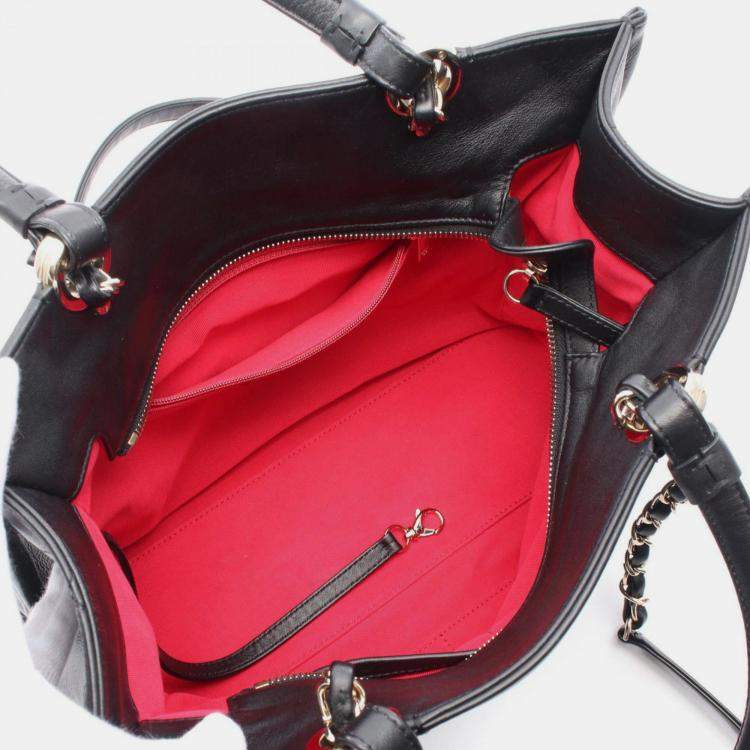 Pre Owned Chanel Coco Mark Shoulder Bag Leather Black