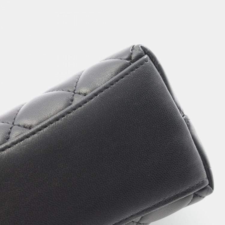 Pre Owned Chanel Matelasse Shoulder Bag Lambskin (Sheepskin) Black