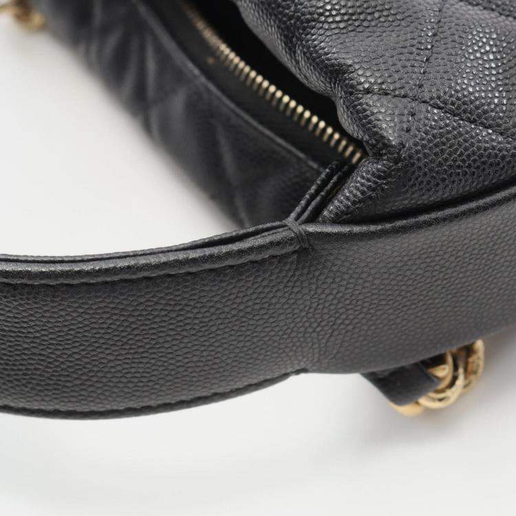 Pre Owned Chanel Matelasse Handbag Calfskin Leather Black