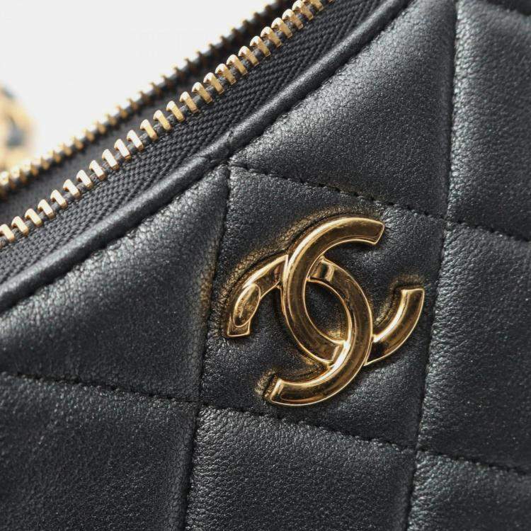 Pre Owned Chanel Matelasse Coco Mark Shoulder Bag Leather Gray