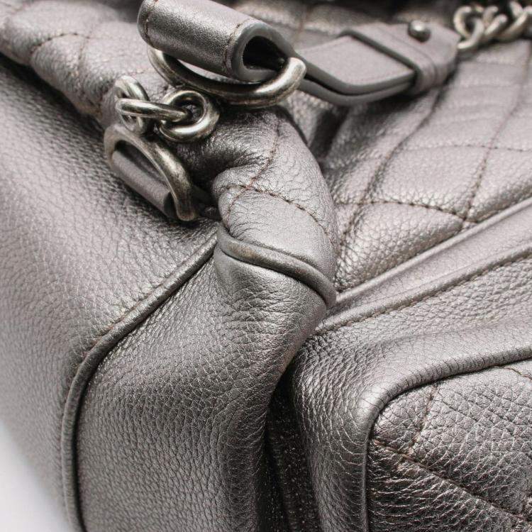Pre Owned Chanel Matelasse Backpack Leather Silver