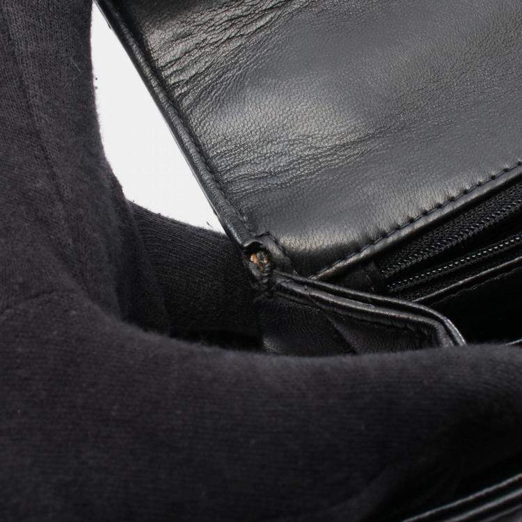 Pre Owned Chanel Matelasse Top Handle Bag Lambskin Leather Black