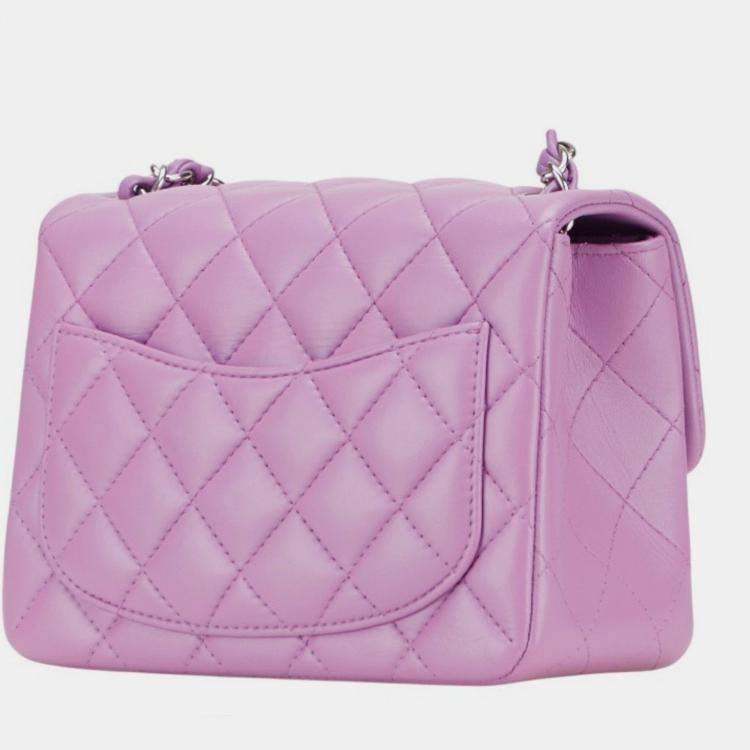 Pre Owned Chanel Matelasse Coco Mark Single Flap Chain Shoulder Bag In Purple Lambskin