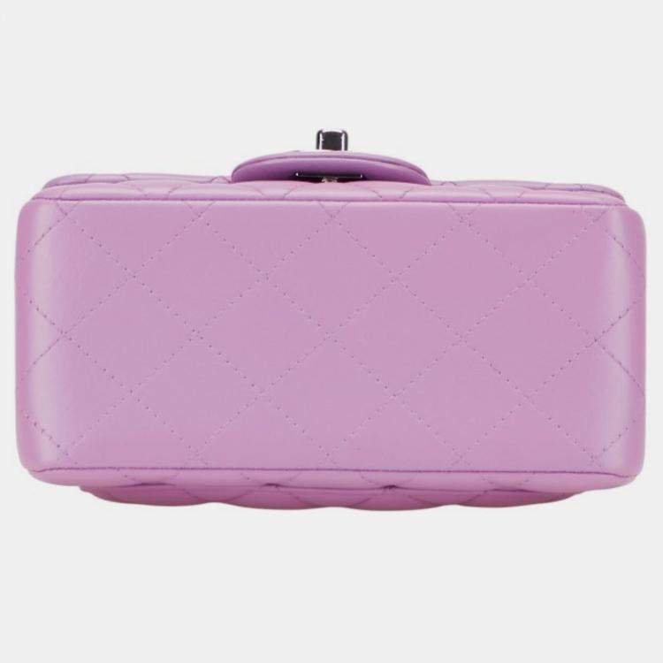 Pre Owned Chanel Matelasse Coco Mark Single Flap Chain Shoulder Bag In Purple Lambskin