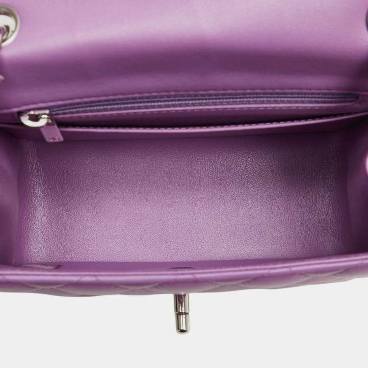 Pre Owned Chanel Matelasse Coco Mark Single Flap Chain Shoulder Bag In Purple Lambskin