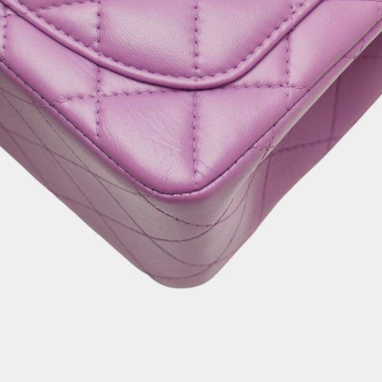 Pre Owned Chanel Matelasse Coco Mark Single Flap Chain Shoulder Bag In Purple Lambskin