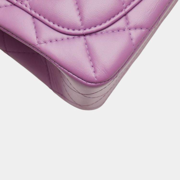 Pre Owned Chanel Matelasse Coco Mark Single Flap Chain Shoulder Bag In Purple Lambskin