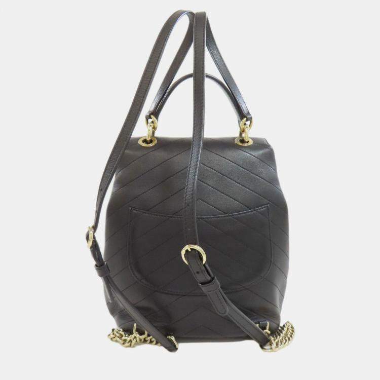 Pre Owned Chanel V-Stitch Coco Mark Backpack/Daypack Calfskin